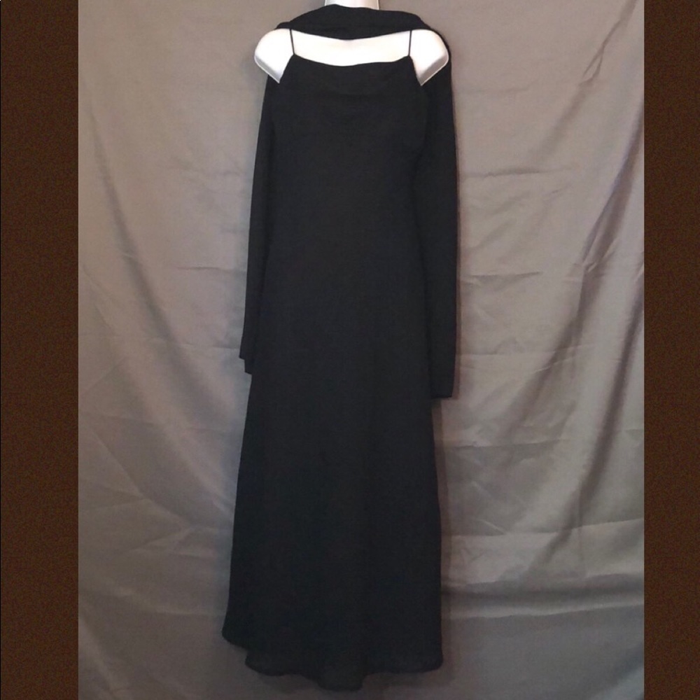 Classic Black Floor Length Dress with Sash/Scarf
